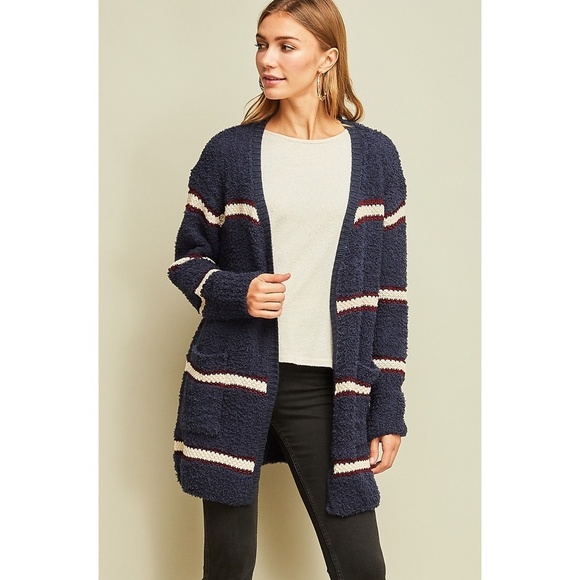 ✿❀ Navy Stripe Terrycloth Cardi ❀✿ - Picture 2 of 6